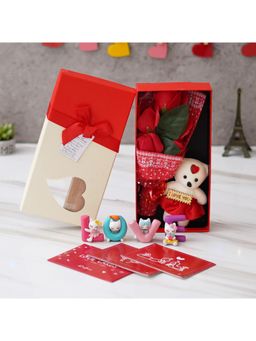 eCraftIndia - Combo of Set of 8 Gift Cards, "Love" Characters Showpiece, Rectangle Valentine Gift Box
