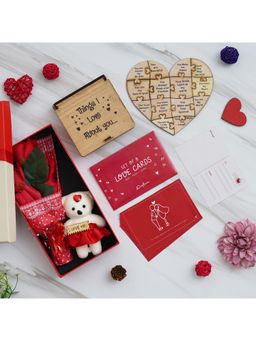 eCraftIndia - Combo Set of 8 Gift Cards, "Things I Love About You" Puzzle Gift Set, Valentine Gift Box