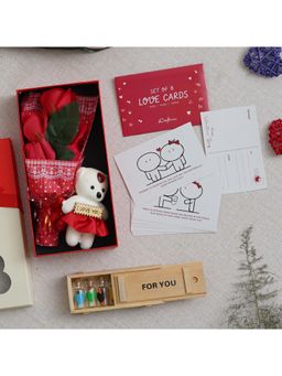 eCraftIndia - Combo of Set of 8 Love Gift Cards, Valentine Gift Box, "for You" Message Bottle Set