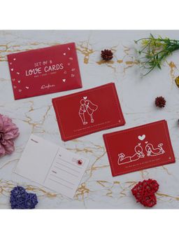 eCraftIndia - Set of 8 Love Cards - Hugs, Kisses, Cuddle Valentine's Greeting Cards Gift (Red/White)
