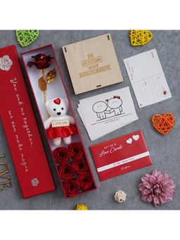 eCraftIndia - Combo of Set of 8 Love Post Cards, Valentine Gift Box, Printed Little Hearts Shaped Box