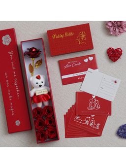 eCraftIndia - Combo of Set of 8 Love Post Cards, Red Gift Box, Red Message Bottle Wooden Box Set