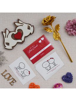 eCraftIndia - Combo of Set of 8 Love Post Cards, Golden Rose, Hands Showcasing Red Heart Gift Set