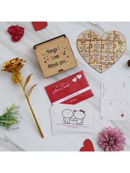 eCraftIndia - Combo Set of 8 Love Post Cards, Golden Rose, "Things I Love About You" Puzzle Gift Set