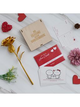 eCraftIndia - Combo of Set of 8 Post Cards, Golden Rose, "20 Reasons Why I Love You" Hearts Gift Set