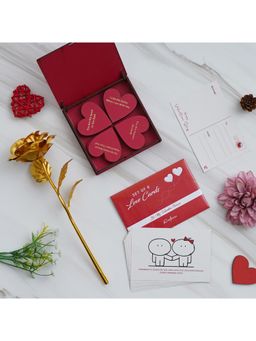 eCraftIndia - Combo Set of 8 Post Cards, Golden Rose, "20 Reasons Why I Love You" Red Hearts Gift Box