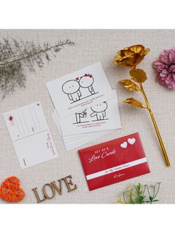 eCraftIndia - Valentine Combo of Set of 8 Love Post Cards Gift Cards Set, Golden Rose Gift Set
