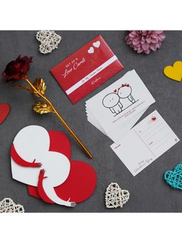 eCraftIndia - Combo of Set of 8 Love Post Cards, Golden Red Rose, Heart Hugging Each Other Gift Set