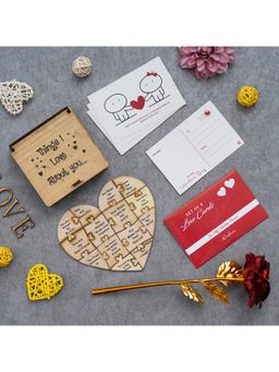 eCraftIndia - Combo of Set of 8 Post Cards, Golden Red Rose, "Things I Love About You" Puzzle Gift Set