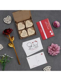eCraftIndia - Combo Set of 8 Post Cards, Golden Red Rose, "20 Reasons Why I Need You" Hearts Gift Set