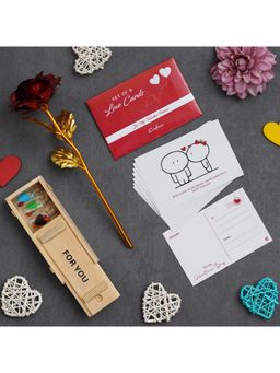 eCraftIndia - Combo of Set of 8 Love Post Cards , Golden Red Rose, "for You" Message Bottle Set