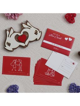 eCraftIndia - Valentine Combo of Set of 8 Love Post Cards, Hands Showcasing Red Heart Gift Set