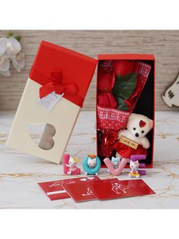 eCraftIndia - Combo of Set of 8 Love Post Cards, "Love" Characters Showpiece, Rectangle Shape Gift Box