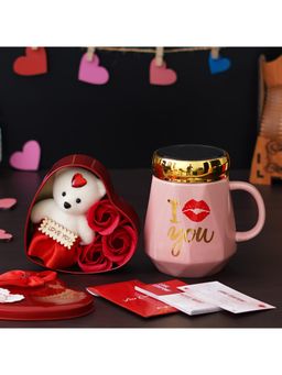 eCraftIndia - Combo of Set of 12 Love Coupons, "I Love You" Ceramic Mug, Heart Shaped Gift Box Set