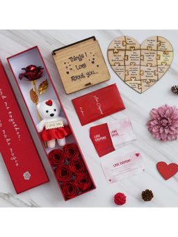 eCraftIndia - Combo Set of 12 Coupons, Valentine Gift Box, "Things I Love About You" Puzzle Gift Set