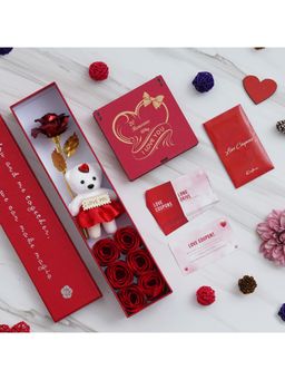 eCraftIndia - Combo of Set of 12 Love Coupons, Valentine Gift Box, Printed Red Hearts Gift Box