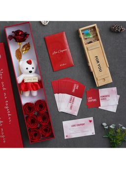 eCraftIndia - Combo of Set of 12 Love Coupons , Valentine Gift Box, "for You" Message Bottle Set