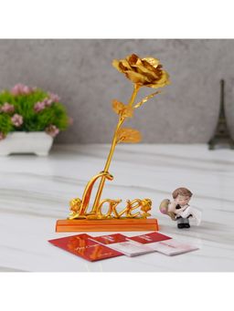 eCraftIndia - Combo of Set of 12 Love Coupons, Love Gold Rose Showpiece, Bride Kissing Groom Showpiece