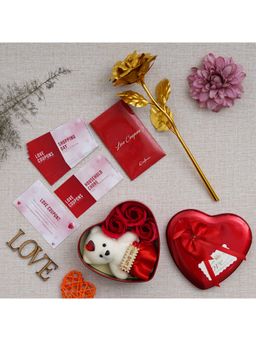eCraftIndia - Combo of Set of 12 Love Coupons, Golden Rose, Heart Shaped Gift Box Set