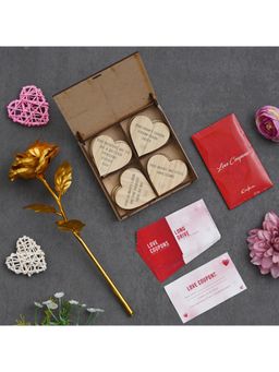 eCraftIndia - Combo of Set of 12 Love Coupons, Golden Rose,"20 Reasons Why I Need You" Hearts Gift Set