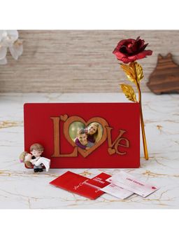 eCraftIndia - Combo Set of 12 Gift Cards, Red Rose, "Love" Photo Frame, Bride Kissing Groom Showpiece