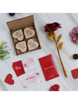 eCraftIndia - Combo Set of 12 Love Coupons, Gold Red Rose, "20 Reasons Why I Love You" Hearts Gift Set