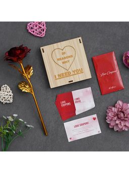 eCraftIndia - Combo Set of 12 Love Coupons, Gold Red Rose, "20 Reasons Why I Need You" Hearts Gift Set