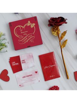 eCraftIndia - Combo Set of 12 Love Coupon, Red Rose,"20 Reasons Why I Love You" Red Hearts Gift Box