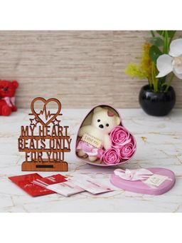 eCraftIndia - Combo Set of 12 Coupons, "My Heart Beats Only for You" Showpiece, Pink Heart Gift Box