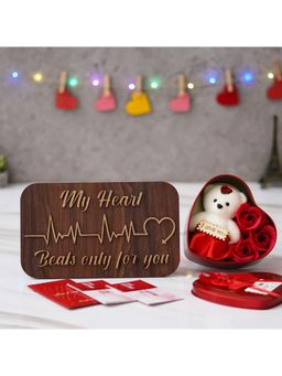 eCraftIndia - Combo Set of 12 Coupons, "My Heart Beats Only for You" Showpiece, Heart Shape Gift Box