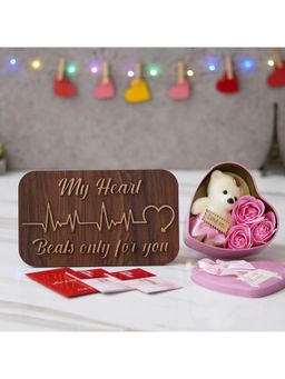eCraftIndia - Combo Set of 12 Coupons, "My Heart Beats Only for You" Showpiece, Pink Heart Gift Box
