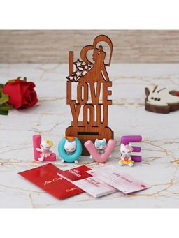 eCraftIndia - Combo Set of 12 Love Coupons, "Love You" Wooden Showpiece, "Love" Characters Showpiece