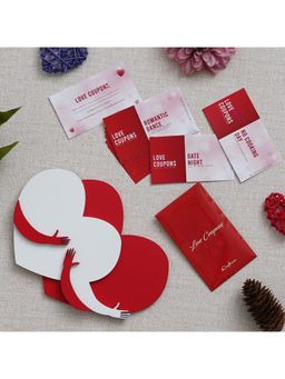 eCraftIndia - Combo of Set of 12 Love Coupons Gift Cards, Red/White Heart Hugging Each Other Gift Set