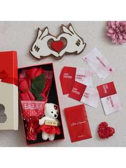 eCraftIndia - Combo of Set of 12 Love Coupons, Hands Showcasing Red Heart, Rectangle Shaped Gift Box