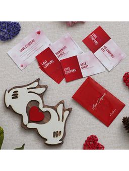 eCraftIndia - Valentine Combo of Set of 12 Love Coupons Gift Cards, Hands Showcasing Red Heart Set