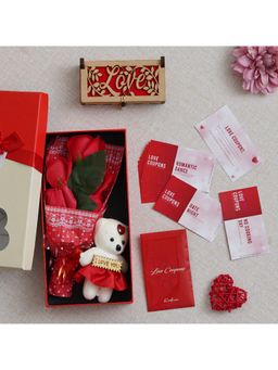 eCraftIndia - Combo of Set of 12 Love Coupons, "Love" Wooden Gift Box, Rectangle Shaped Gift Box