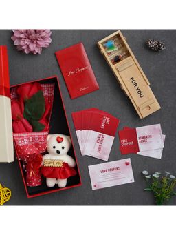 eCraftIndia - Combo of Set of 12 Love Coupons, Rectangle Shaped Gift Box, "for You" Message Bottle Set