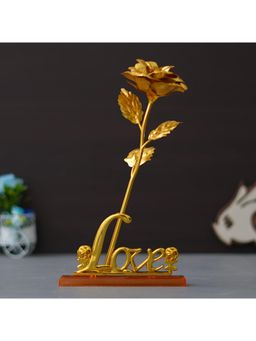 eCraftIndia - Love Golden Rose Flower Showpiece - Valentine's Day Gift