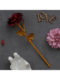 eCraftIndia - Golden Red Rose Flower Showpiece Rose Day Valentine Day Gift