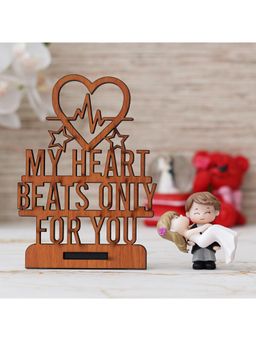 eCraftIndia - "My Heart Beats Only For You" Showpiece and Bride Kissing Groom Romantic Couple Statue