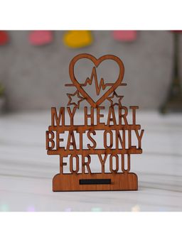 eCraftIndia - Wooden "My Heart Beats Only For You" Showpiece Gift for Valentine's Day, Anniversary