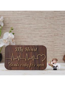 eCraftIndia - Combo of "My Heart Beats Only for You" Wooden Showpiece, Bride Kissing Groom Showpiece