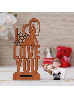 eCraftIndia - Combo of "Love You" Wooden Showpiece With Stand, Bride Kissing Groom Showpiece