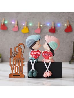 eCraftIndia - Combo of "Love You" Showpiece With Stand, Girl & Boy "Sweet I Love You" Kissing Figurine
