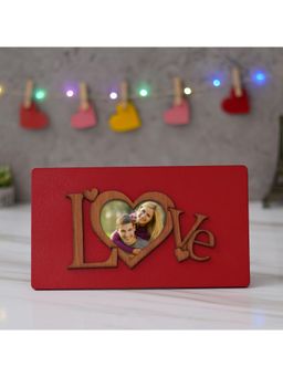 eCraftIndia - "Love" Valentine Wooden Photo Frame With Red Stand - Valentine's Day Gift