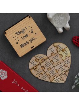 eCraftIndia - Brown Wooden "Things I Love About You" Puzzle Valentine's Day Gift Box