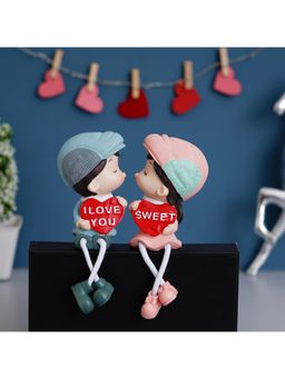 eCraftIndia - I Love You Sweet Kissing Couple Statue Valentine Day Gift Set