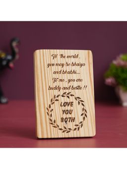 eCraftIndia - Brown Wooden "To the world, you may be Bhaiya Bhabhi..." Showpiece Gift