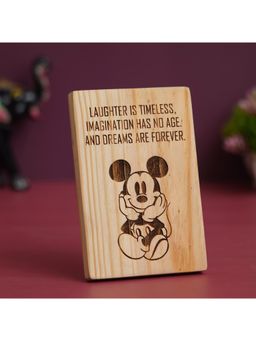 eCraftIndia - Brown Mickey Mouse with "Laughter Is Timeless" Walt Disney Quote Showpiece Gift