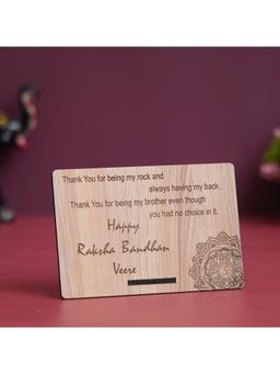 eCraftIndia - Wooden Happy Raksha Bandhan Veere Decorative Showpiece Gift for Brother